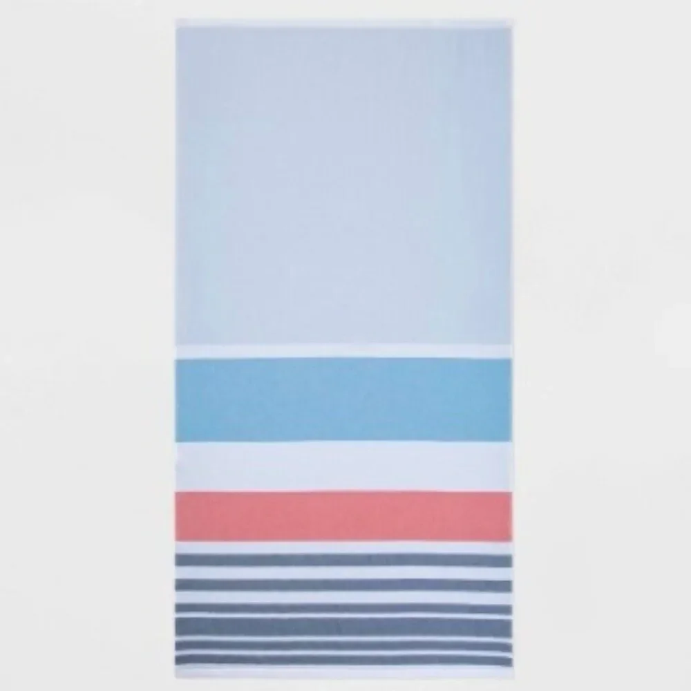 BLUE BASE Warm Striped Sand Resist Beach Towel - Sun Squad™